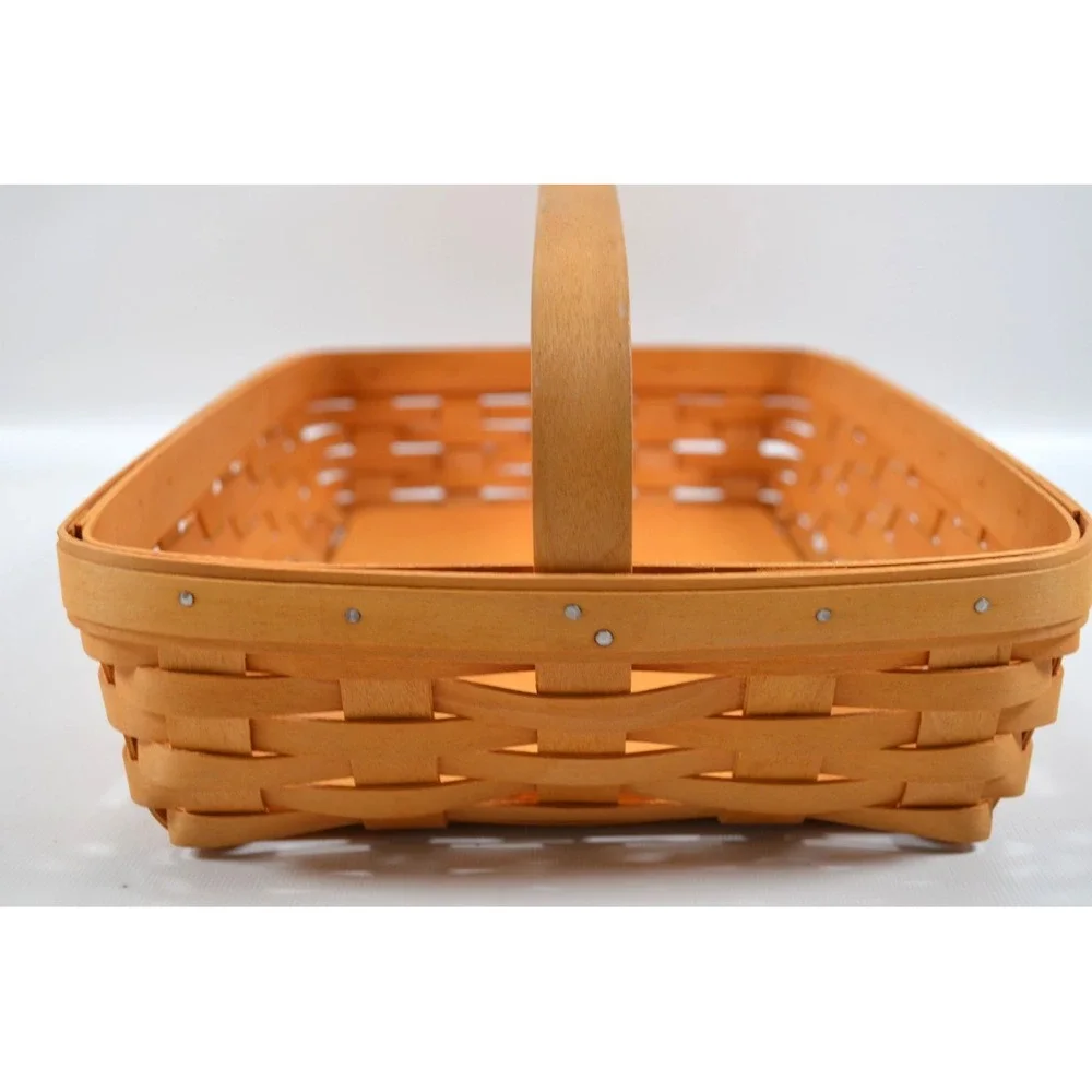 LONGABERGER 2002 Classic Back Porch Basket w/ 2 Protectors & Cloth Liner 13x9.5